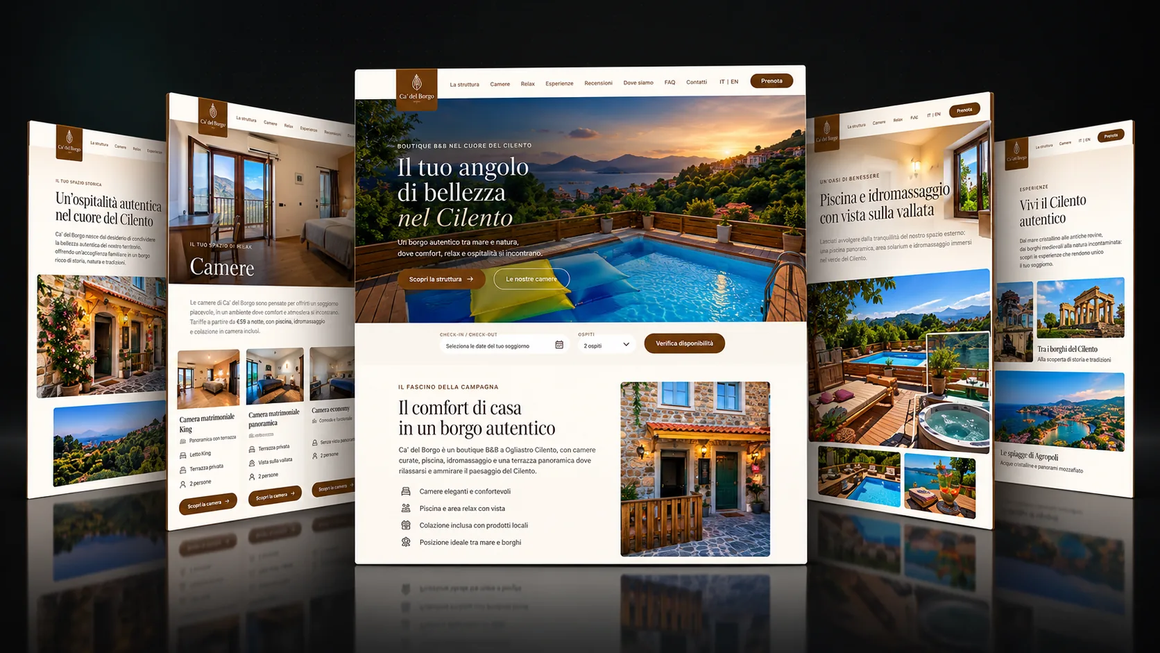 Le pagine del sito di Ca' del Borgo, B&B nel Cilento